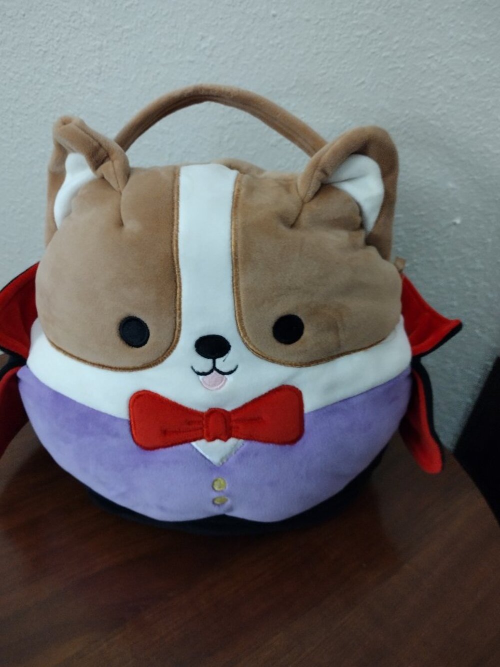 Reginald Vampire Corgi Squishmallows Halloween Trick or Treat Pail Tote 11"Plush